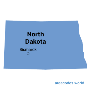 North Dakota map image - areacode.world