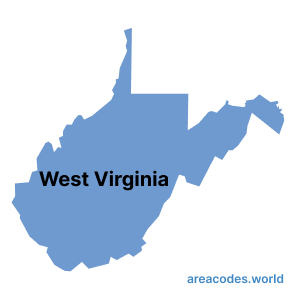 West Virginia map image - areacode.world